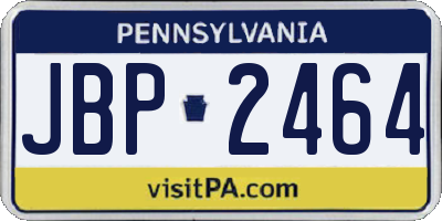 PA license plate JBP2464
