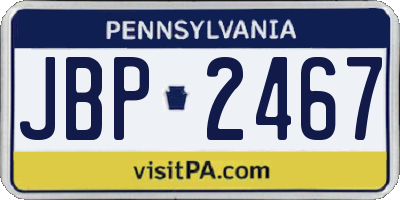 PA license plate JBP2467