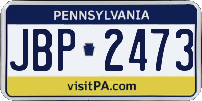 PA license plate JBP2473