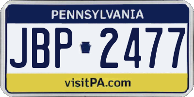 PA license plate JBP2477