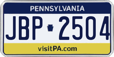 PA license plate JBP2504