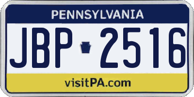PA license plate JBP2516
