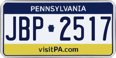 PA license plate JBP2517