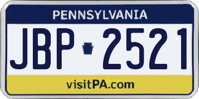 PA license plate JBP2521