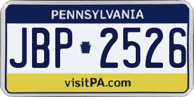 PA license plate JBP2526