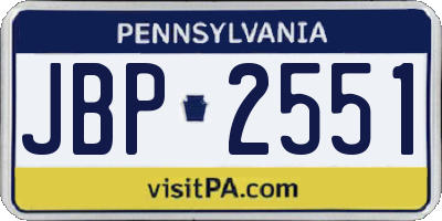 PA license plate JBP2551