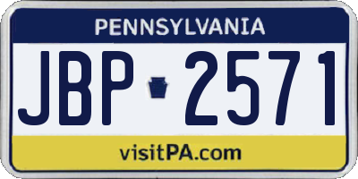 PA license plate JBP2571
