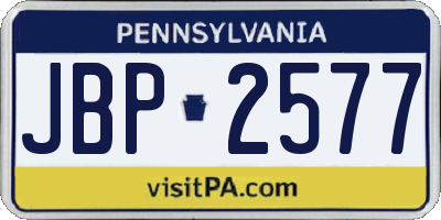 PA license plate JBP2577