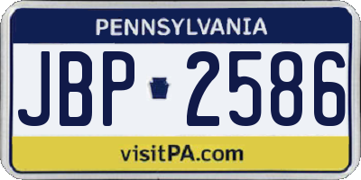 PA license plate JBP2586