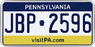 PA license plate JBP2596
