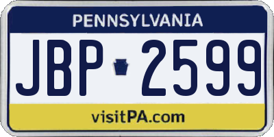 PA license plate JBP2599