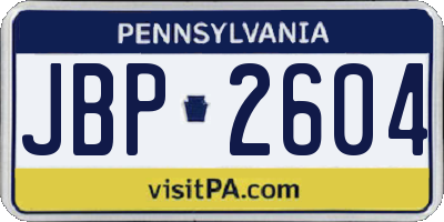 PA license plate JBP2604