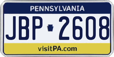 PA license plate JBP2608