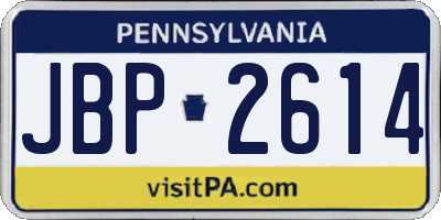 PA license plate JBP2614