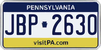 PA license plate JBP2630