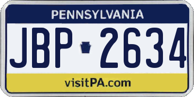 PA license plate JBP2634