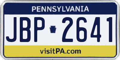 PA license plate JBP2641