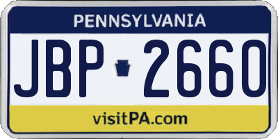 PA license plate JBP2660