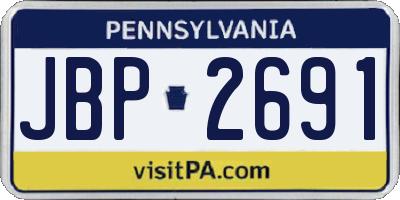 PA license plate JBP2691