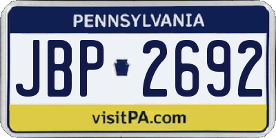 PA license plate JBP2692