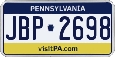 PA license plate JBP2698
