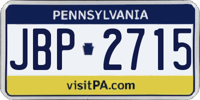 PA license plate JBP2715