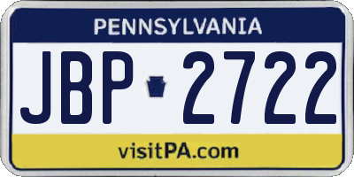 PA license plate JBP2722