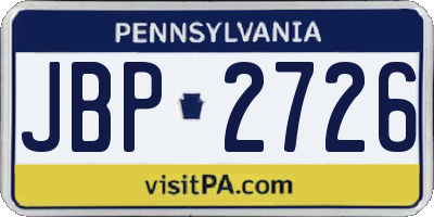 PA license plate JBP2726