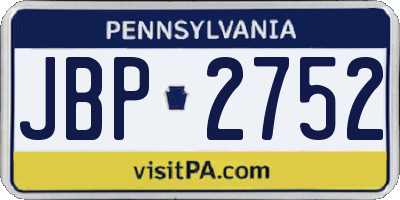 PA license plate JBP2752