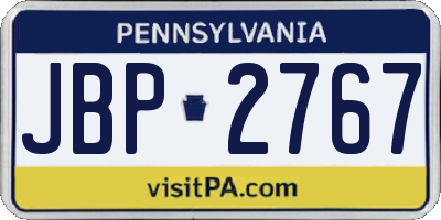 PA license plate JBP2767