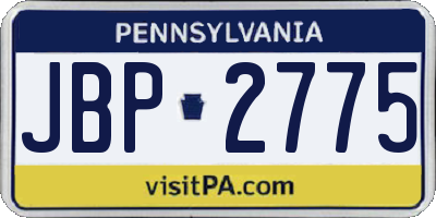 PA license plate JBP2775