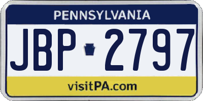 PA license plate JBP2797