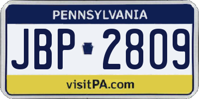 PA license plate JBP2809