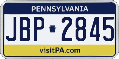 PA license plate JBP2845