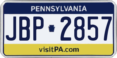 PA license plate JBP2857