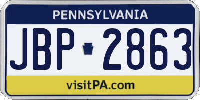 PA license plate JBP2863