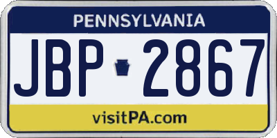 PA license plate JBP2867