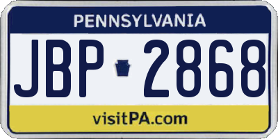 PA license plate JBP2868