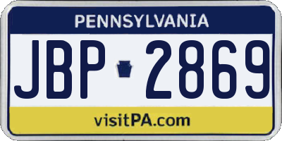 PA license plate JBP2869