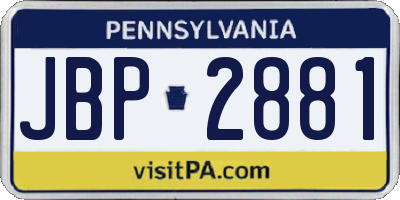 PA license plate JBP2881
