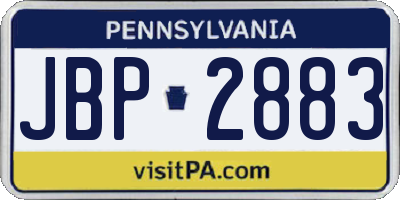 PA license plate JBP2883