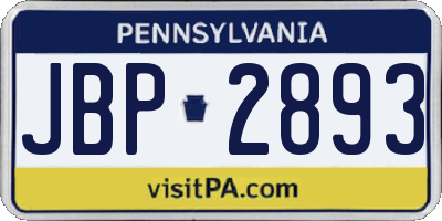 PA license plate JBP2893