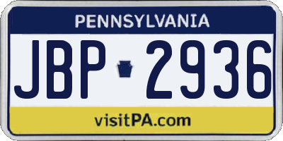 PA license plate JBP2936