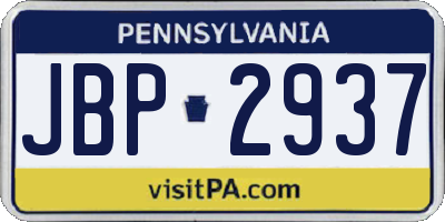 PA license plate JBP2937