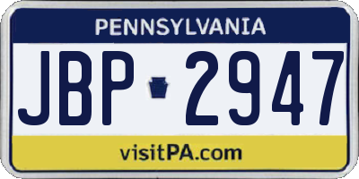PA license plate JBP2947