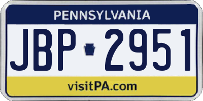 PA license plate JBP2951