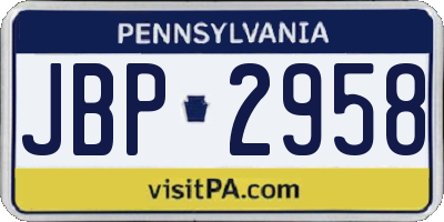 PA license plate JBP2958