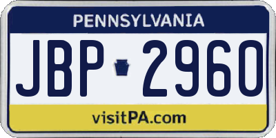 PA license plate JBP2960