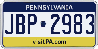 PA license plate JBP2983