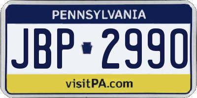 PA license plate JBP2990